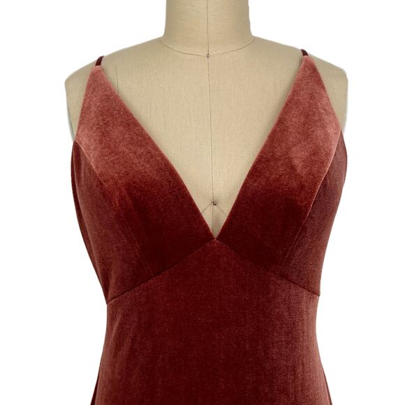 Jenny Yoo Melanie Maxi Slip Dress English Rose Stretch Velvet Womens size 6 - Picture 13 of 16